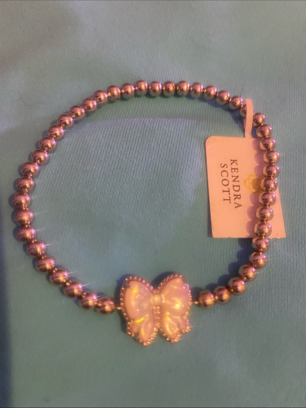 Kendra Scott Silver Beaded Bracelet with Iridescent Butterfly